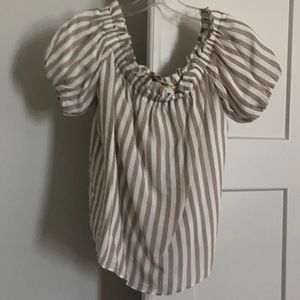 Tan and white striped top